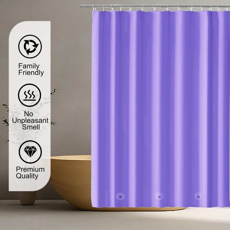 TIKABC Shower Curtain Liner, Purple PEVA 4G Lightweight Shower Liner, Plastic Waterproof Shower Curtains, 72x72 inch with 12 Grommet Holes 3 Large Magnetic Weights - Image 5